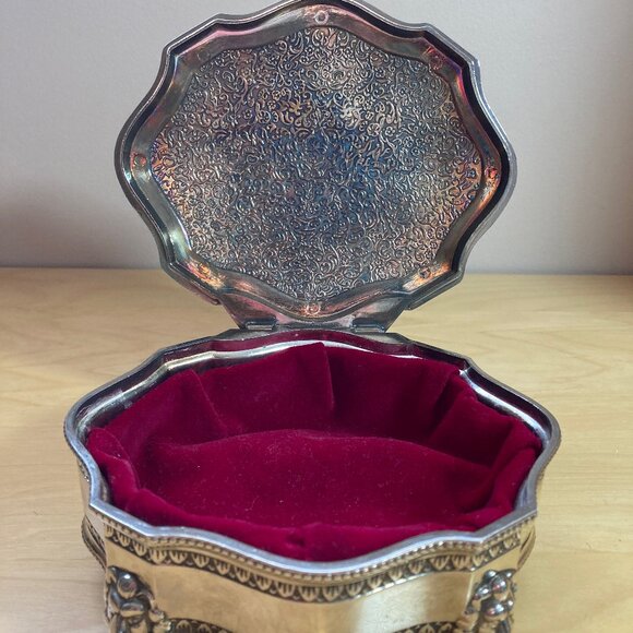 Vintage silver-plated jewelry trinket box Briish Coat of Arms - Picture 2 of 5